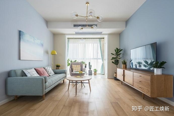 90㎡清爽北歐風，淺藍空間，最喜歡半開放式廚房設計